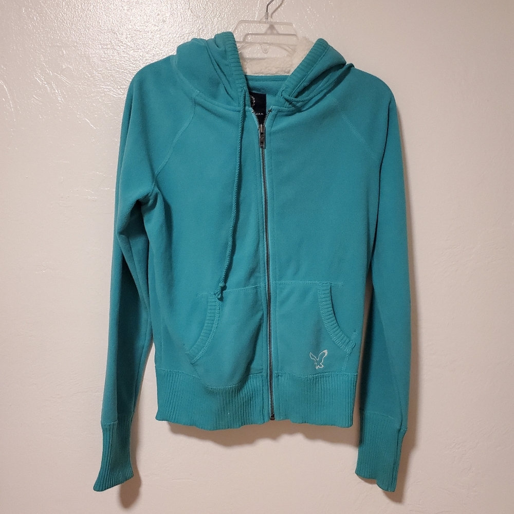 American Eagle Turquoise Zip Hoodie